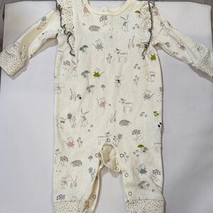Pehr Cream Kids One Piece with Animal Print